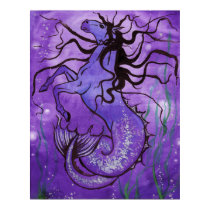 Purple Hippocamp Poster posters by inksplatArt Purple Hippocamp Poster posters