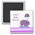 Purple Hippopotamus Baby Shower Refrigerator Magnets