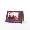 Purple holly multi photo Christmas holiday folded card