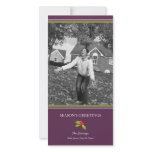 Purple holly vertical Christmas holiday custom Personalized Photo Card
