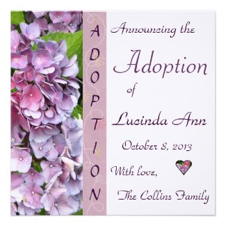 Purple Hydrangea Adoption Announcement