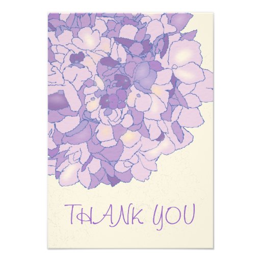 Purple Hydrangea Art Monogrammed Thank You Cards Announcement