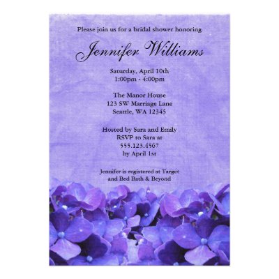 Purple Hydrangea Bridal Shower Invitation
