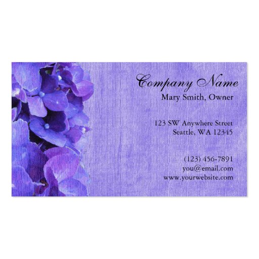 Purple Hydrangea Flower Custom Business Card (front side)