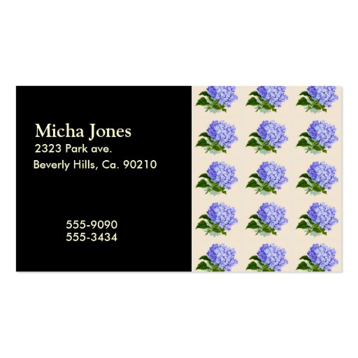 Purple Hydrangea Flowers Vintage Pattern Business Cards (front side)