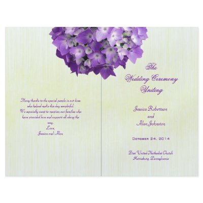  Fold Wedding Programs on Purple Hydrangea Folded Wedding Program Template Flyer Design From