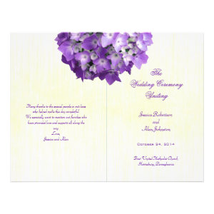 Purple Hydrangea Folded Wedding Program Template Flyer Design