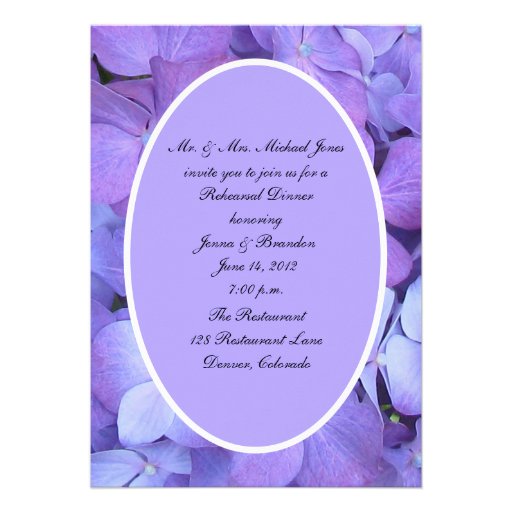 Purple Hydrangea Rehearsal Dinner Invite