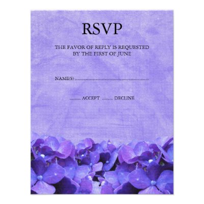 Purple Hydrangea RSVP Response Cards Personalized Invites