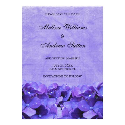 Purple Hydrangea Save the Date Announcement