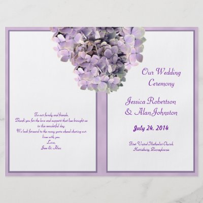 Purple Hydrangea Template Wedding Program Flyers