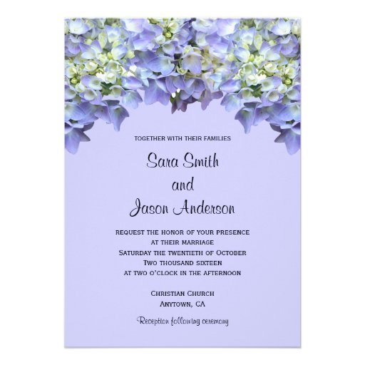 Purple Hydrangea Wedding Personalized Announcements