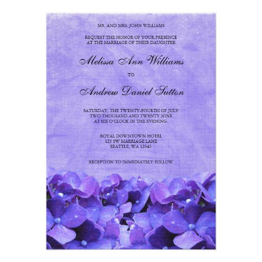 Purple Hydrangea Wedding Invitations