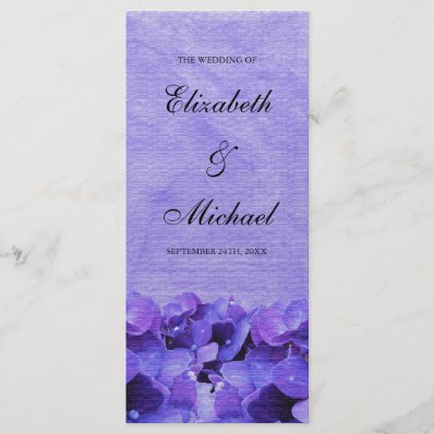 Purple Hydrangea Wedding Program Rack Card Template
