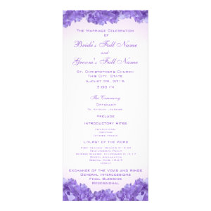 Purple Hydrangeas Wedding Program Custom Rack Cards