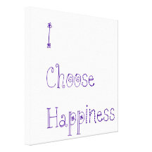 Purple I Choose Happiness Stretched Canvas Prints