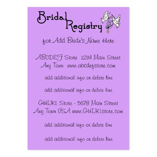 Purple I DO - Customizable Bridal Registry Cards Business Cards (front side)