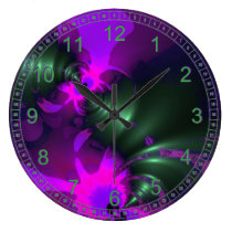 Purple Imp Abstract Fractal Violet Magenta Ribbons wall clocks