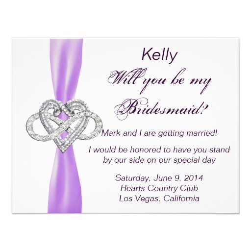 Purple Infinity Heart Bridesmaid Card