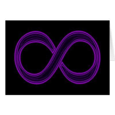 Purple infinity symbol card or possibly a number eight nothing like