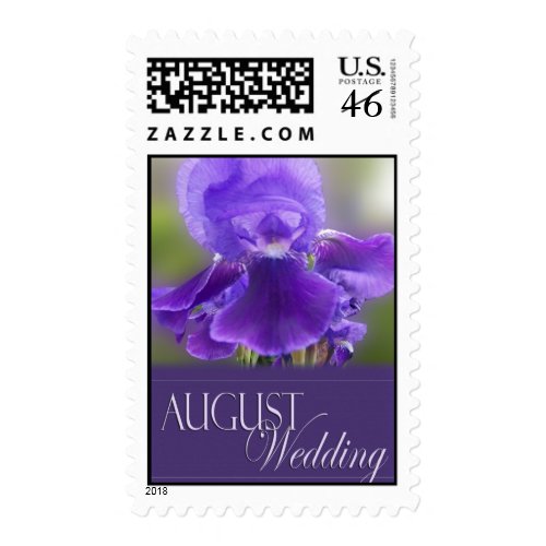 Purple Iris August wedding postage stamp