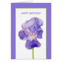 Purple Iris Birthday Card cards