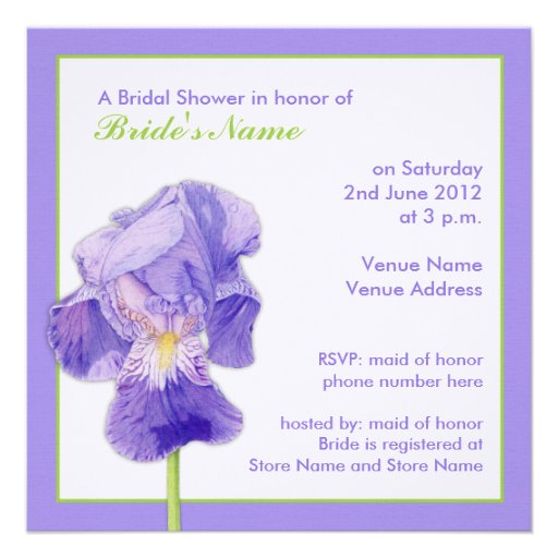 Purple Iris Bridal Shower Invitation