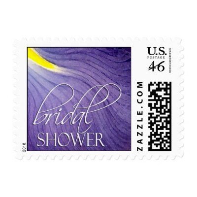 purple iris bridal shower postage stamp