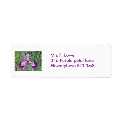 Purple Iris Custom Address Label label