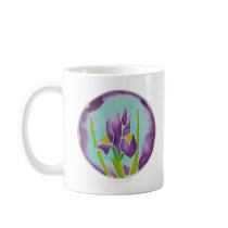 Purple Iris Flower Batik Art Coffee Mugs