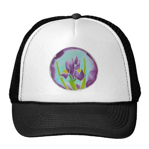 Purple Iris Flower Batik Art Trucker Hat