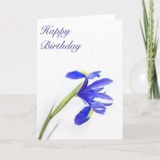 Purple Iris Flower Birthday Card