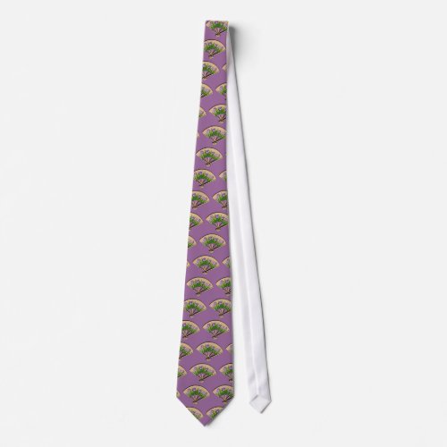 Purple Iris Flower Japanese Fan Design Tie(lav) tie