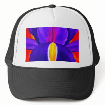 Purple Iris Flower Painting Art - Multi hats