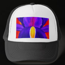 Purple Iris Flower Painting Art - Multi hats