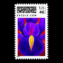 Purple Iris Flower Painting Art - Multi postage
