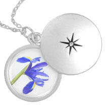 Purple Iris Flower Personalized Necklace