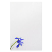 Purple Iris Flower Stationery Paper