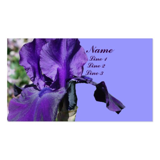 Purple Iris Flower Up Close Business Card (front side)