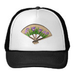 Purple Iris Flowers on Japanese Fan Design Trucker Hat