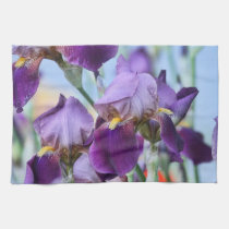 Purple Iris Flowers kitchen towels