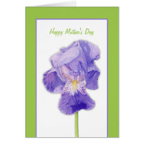 Purple Iris green Mother's Day Card cards