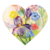 'Purple Iris' Heart Sticker