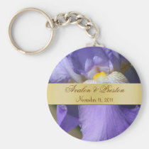 Purple Iris Wedding Favor Gold Keychain