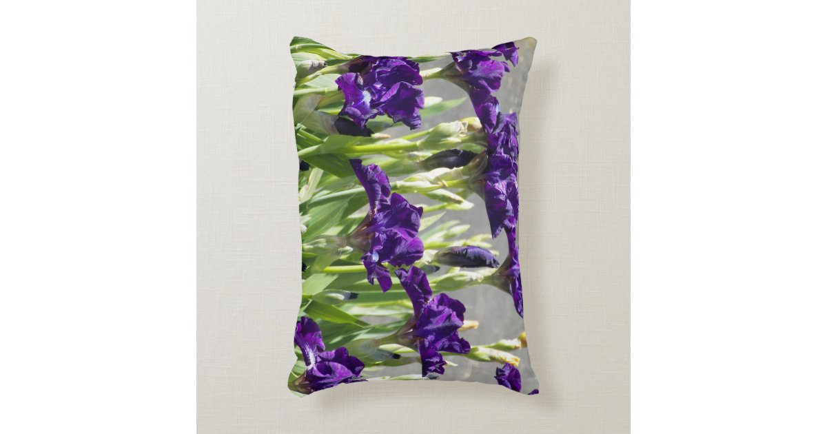 Purple Irises Floral Decorative Pillow Zazzle