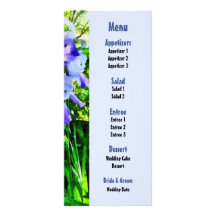 Purple Irises in Suburbs Wedding Menu Custom Rack Card