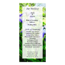 Purple Irises in Suburbs Wedding Program Rack Card