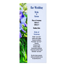 Purple Irises in Suburbs Wedding Program Rack Card Template