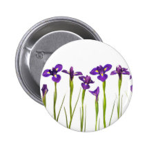 Purple Irises - Iris Flower Customized Template Pinback Buttons