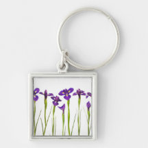 Purple Irises - Iris Flower Customized Template Key Chain